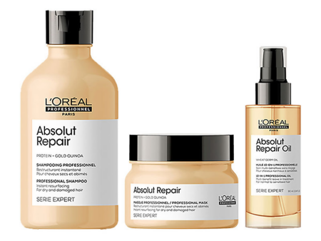 L Oreal Professionnel Absolut Repair Shampoo, Hair Mask & Hair Serum, Serie Expert Sale