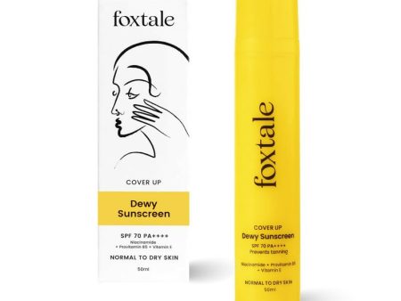 Foxtale Dewy Sunscreen SPF 70 PA++++ With Niacinamide + Provitamin B5 + Vitamin E - Anti-Tan Formula & Spot Depigmentation Online now