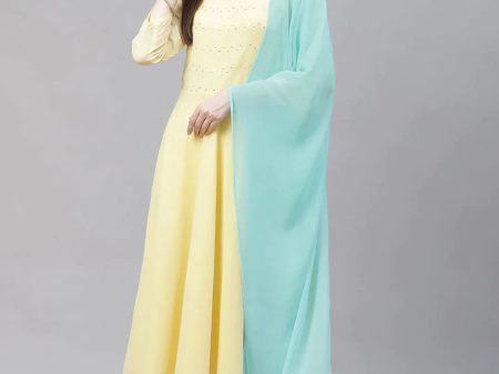 Women Yellow Embroidered Regular Sequinned Kurta With Trousers & Dupatta - Rasiya Hot on Sale