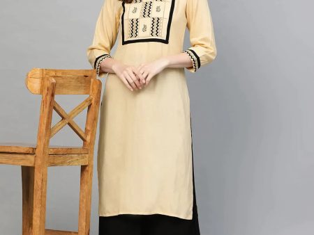 Women Cream-Coloured Yoke Design Straight Kurta - Rasiya For Discount