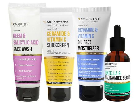 Dr. Sheth s CSMS (Cleanser, Serum, Moisturizer, Sunscreen) Bestseller Combo For Sale