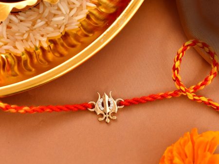 trueBrowns 925 Sterling Silver 22k Gold Micron Plated Trishul Thread Rakhi Discount