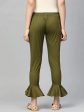 Women Olive Green Smart Fit Solid Bottom Flared Trousers - Rasiya Cheap