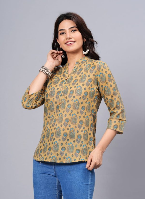 Women Elegant Printed Cotton Top - Rasiya For Cheap