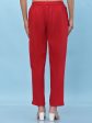 Juniper Women s Red Solid Cotton Pants with Partially Elasticated Waistband and Two Side Pockets on Sale