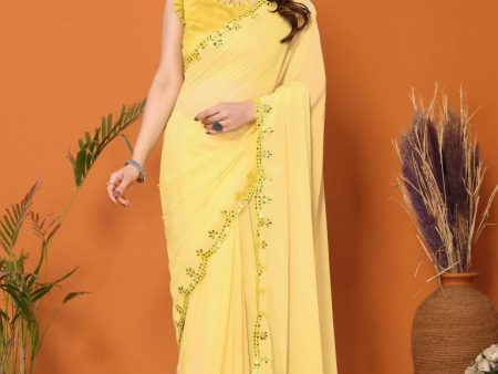 Partywear Designer Yellow Georgette Fancy Saree - Starwalk Discount