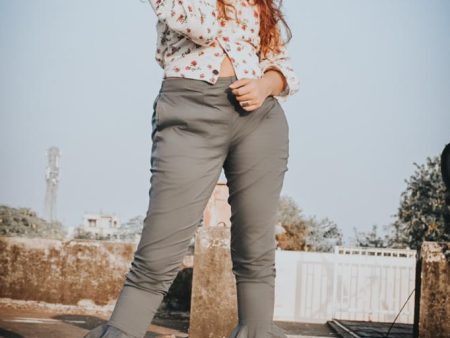 Women Grey Smart Fit Solid Bottom Flared Trousers - Rasiya Supply