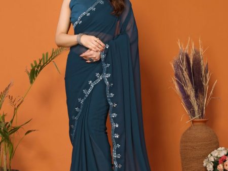 Partywear Designer Rama Georgette Fancy Saree - Starwalk Fashion