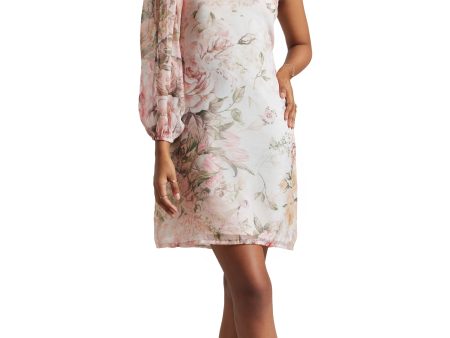 Zaccai Women s Beige Organza Floral Dress on Sale