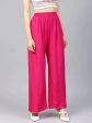 Women Pink Solid Straight Palazzos - Rasiya Discount