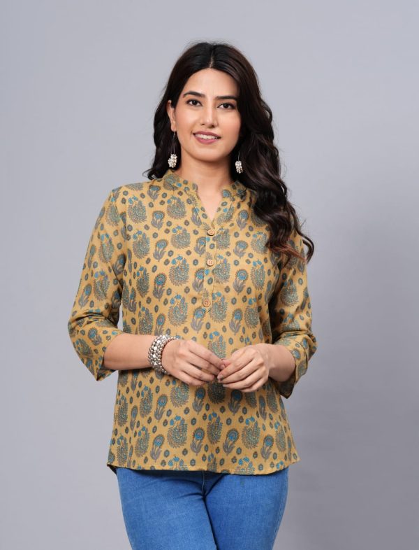 Women Elegant Printed Cotton Top - Rasiya For Cheap