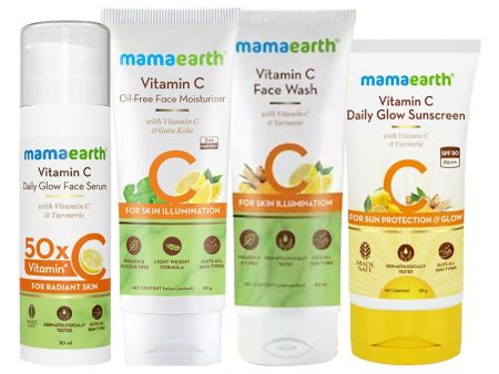 Mamaearth CSMS (Cleanser, Serum, Moisturizer, Sunscreen) Vitamin C Glow & Protect Regimen Combo Cheap