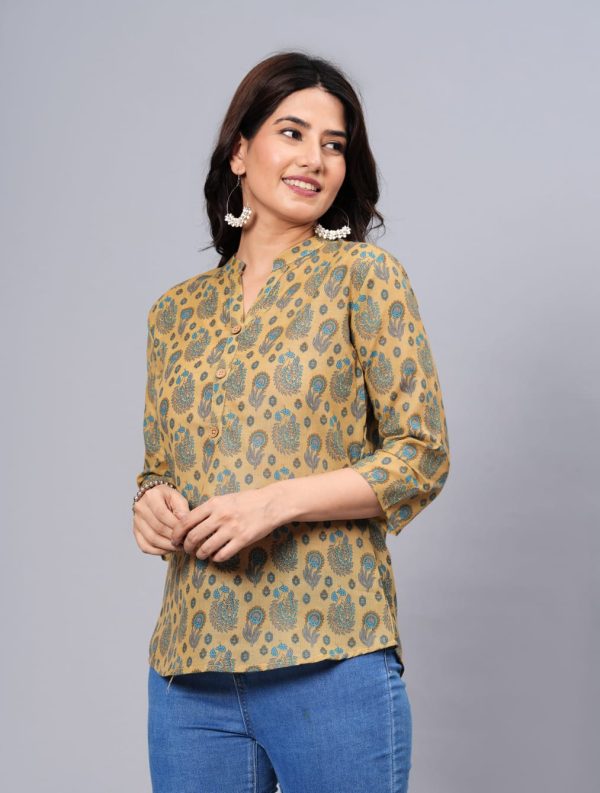 Women Elegant Printed Cotton Top - Rasiya For Cheap