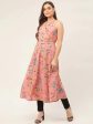 Women Floral Printed Anarkali Kurta Pink - Rasiya Discount