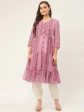 Women Georgette Tiger Printed Kurtas Purple - Rasiya Hot on Sale