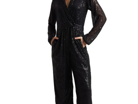 Zaccai Women s Black Poly Elastane Sequined Jumpsuit For Sale