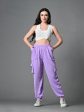 Myshka Women s Solid Ribbed High-Rise Cargo Style Casual Trousers in Lavender Color Supply