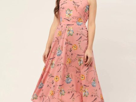 Women Floral Printed Anarkali Kurta Pink - Rasiya Discount