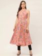 Women Floral Printed Anarkali Kurta Pink - Rasiya Discount