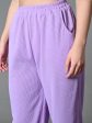 Myshka Women s Solid Ribbed High-Rise Wide Leg Casual Trousers in Lavender Color For Discount