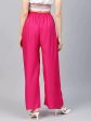 Women Pink Solid Straight Palazzos - Rasiya Discount