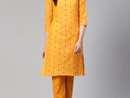 Women Yellow Printed Kurta With Trousers - Rasiya For Cheap