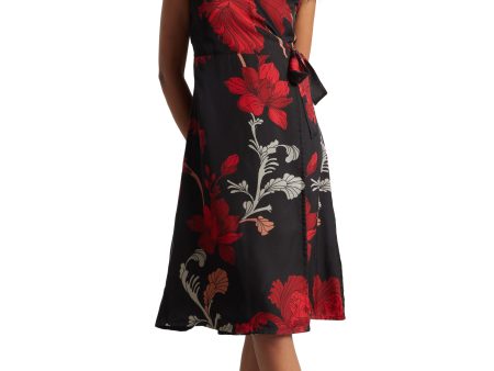 Zaccai Women s Black Organza Floral Dress Discount