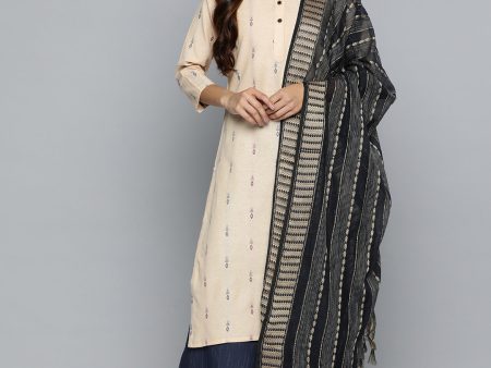 Woven Design Kurta With Palazzos & Dupatta Navy - Rasiya Hot on Sale