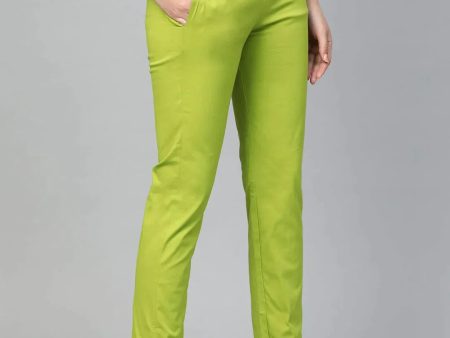 Women Green Smart Slim Fit Solid Regular Trousers - Rasiya Online