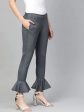 Women Grey Smart Fit Solid Bottom Flared Trousers - Rasiya Supply