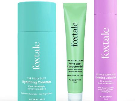 Foxtale ABC of Acne Control Trio Skin Care Kit: Acne Spot Correct Gel + Cleanser Face Wash + Ceramide Moisturizer Sale