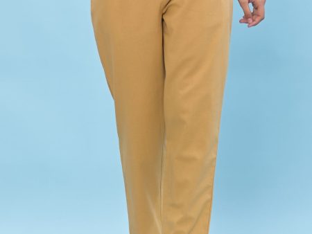 Juniper Women s Gold Solid Cotton Pants with Partially Elasticated Waistband and Two Side Pockets Online Hot Sale