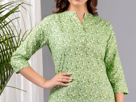 Women Green Cotton Printed Tunic - Rasiya Online now