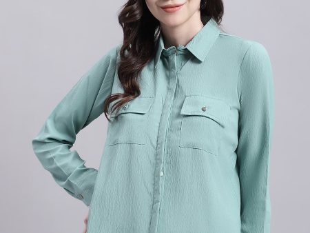 Women Green Solid Shirt Green - Rasiya Cheap