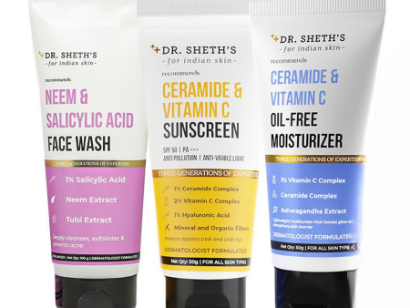 Dr. Sheth s CMS (Cleanser, Moisturizer, Sunscreen) Bestseller Combo Cheap