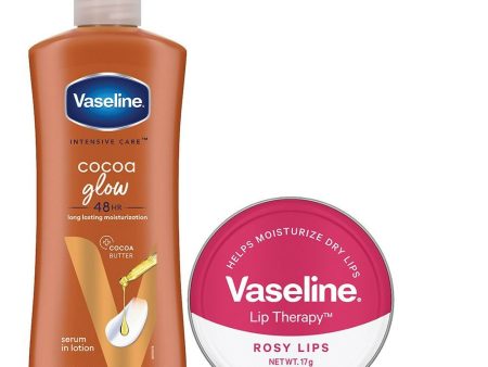 Vaseline Cocoa Glow Lotion With Rosy Lip Tin For Glowing Skin & Sheer Pink Tint Online Sale