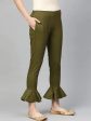 Women Olive Green Smart Fit Solid Bottom Flared Trousers - Rasiya Cheap