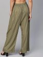 Women Olive Green & Black Striped Straight Palazzos - Rasiya on Sale