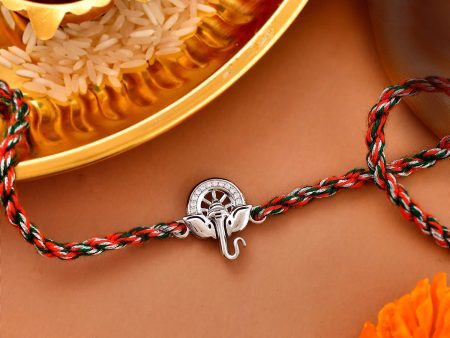 trueBrowns 925 Sterling Silver Auspicious Ganpati Thread Style Rakhi Online Sale