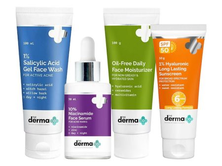 The Derma Co I-Beauty CSMS (Cleanser, Serum, Moisturizer, Sunscreen) For Acne Prone Skin Combo Online now