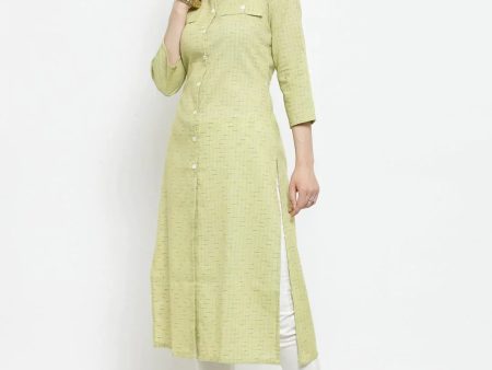 Women Green Woven Design Straight Kurta - Rasiya Hot on Sale