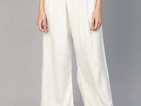 Women Off-White Solid Straight Palazzos - Rasiya Hot on Sale