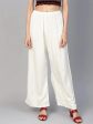 Women Off-White Solid Straight Palazzos - Rasiya Hot on Sale