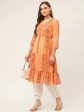 Women Georgette Tiger Printed Kurtas Orange - Rasiya Online