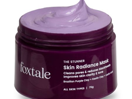 Foxtale De-Tan Face Mask For Glowing Skin - Clay Mask with Lactic Acid For Tan Removal, Reduction in Blackheads, Instant Brightening Online now