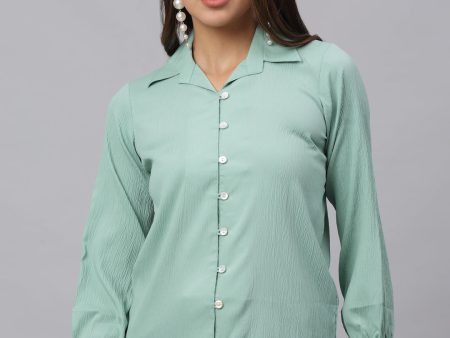 Women Green Solid Shirt - Rasiya For Discount